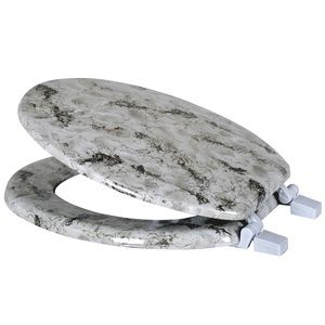 NEW Grey/Black Marble Wood Circular Toilet Seat